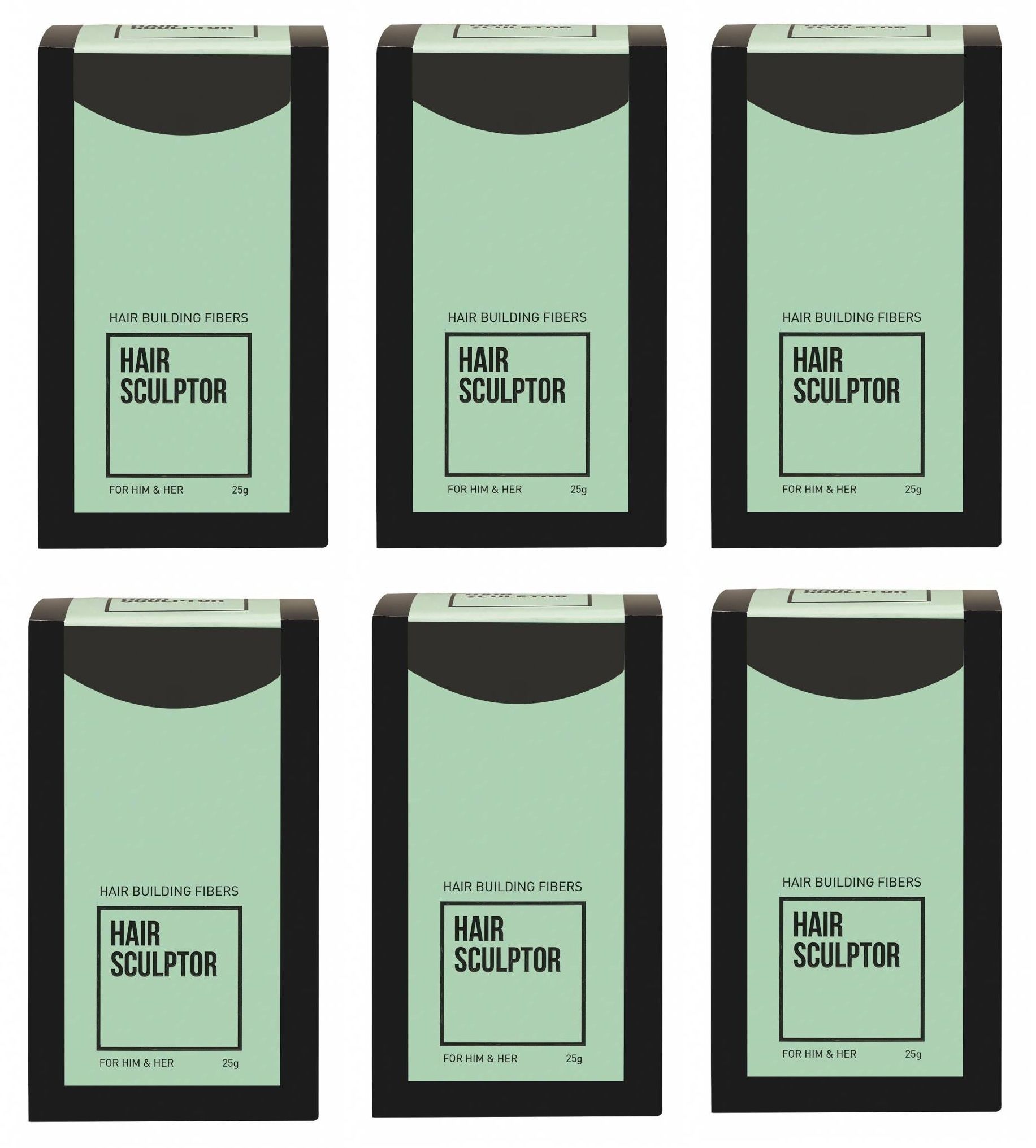 Hair Sculptor Hair Building  Zwart Fibres 6 Stuks VOORDEEL PAKKET!