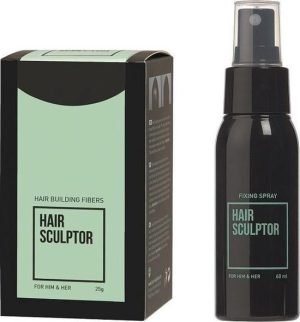 Hair Sculptor Hair Building Fibres Zwart + Fixing Spray